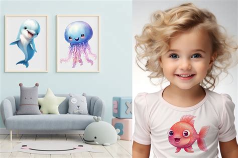 Sea Animals Clipart , Under the Sea Clipart , Cute Ocean Creatures PNG, Under the Sea Baby ...