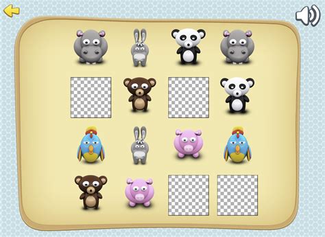 Animal Picture Flashcard Matching Memory Game