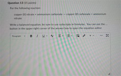 Solved For the following reaction: copper (II) nitrate + | Chegg.com