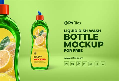 Free Dish Wash Bottle Mockup for Branding - Best Free Mocckups