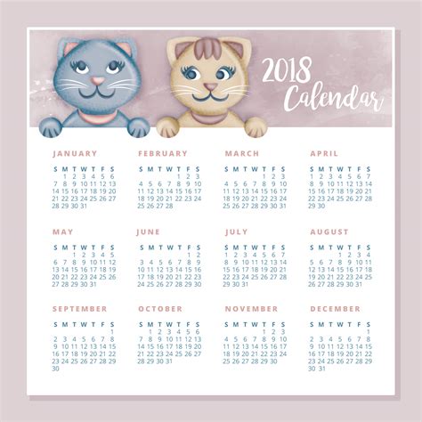 Vector Cute Cats Printable Calendar 173188 Vector Art at Vecteezy