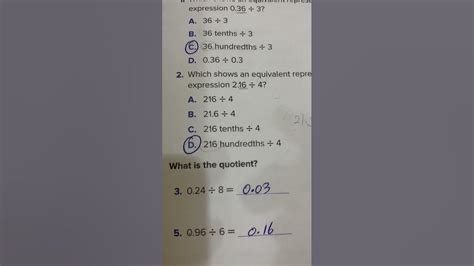 Reveal math grade 5 Lesson 8-4 Divide decimals by whole numbers - YouTube