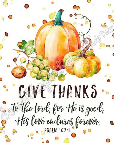 Give Thanks to the Lord Printable Psalm 107:1 Print Autumn - Etsy