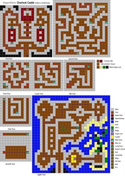 Dragon Warrior Charlock Castle Map Map for NES by Xanderlesabre - GameFAQs