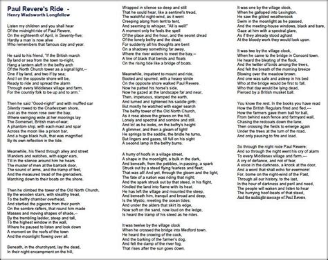 "Paul Revere's Ride" poem by Henry Wadsworth Longfellow (1860) · The Urban Imagination