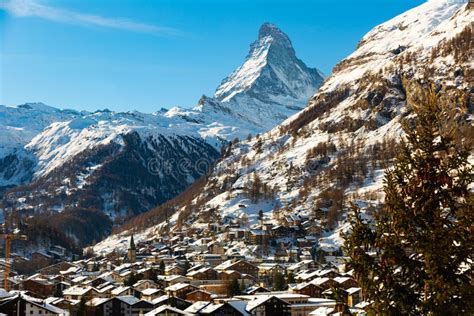 View of the Mountain Resort of Zermatt, Located Near of the Matterhorn ...