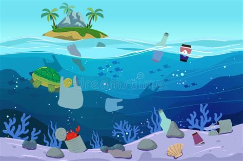 Pollution De L'eau Avec Des Sacs En Plastique En Ville Illustration de Vecteur - Illustration du ...