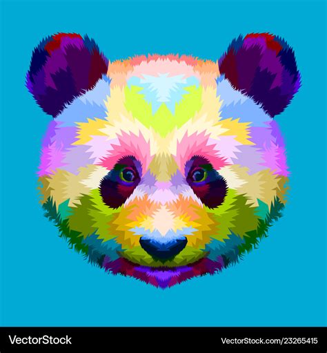 Colorful panda head on geometric pop art style Vector Image