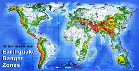 Earthquake danger zone world map large size hd image