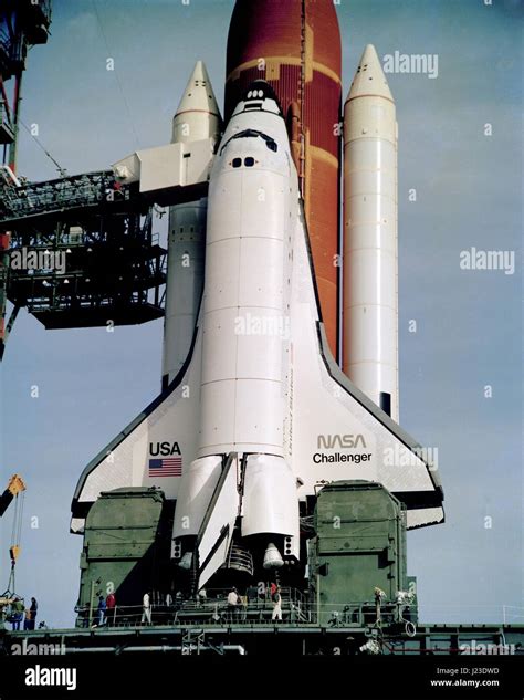 NASA Space Shuttle Challenger prepares for the STS-6 mission launch at the Kennedy Space Center ...