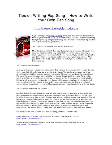 Calaméo - Tips on Writing Rap Song - How to Write Your Own Rap Song