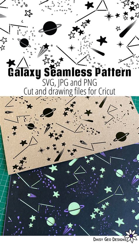 Galaxy Stars SVG Seamless Pattern for Cricut and Silhouette, Outer Space Drawing, Constellation ...