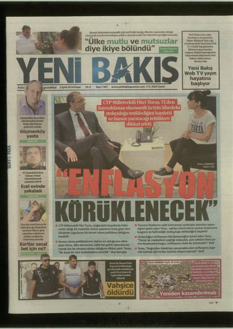 Kıbrıs Gazeteleri Manşetleri 02.09.2018 Yeni Bakış Gazetesi | Gazete ...