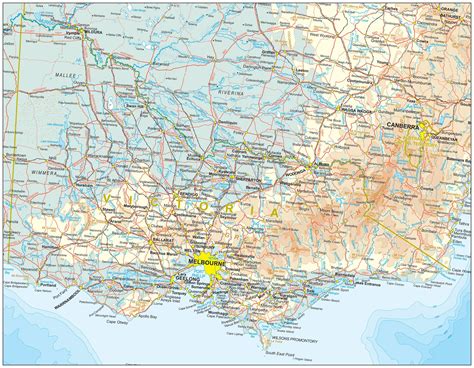 Businessmapsaustralia — Victoria Custom political state map, with roads,towns,infrastructure.