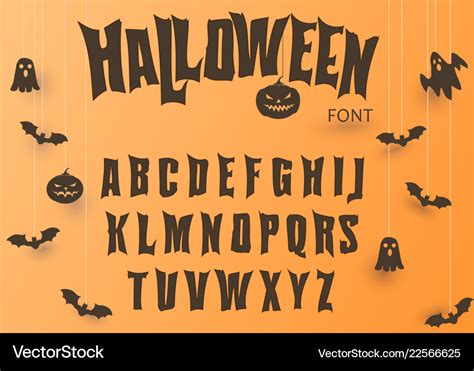 Halloween font original typeface scary creepy Vector Image