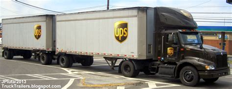 UPS DOUBLES United Parcel Service International Day Cab Truck I-75 Georgia, UPS Double Trailers ...