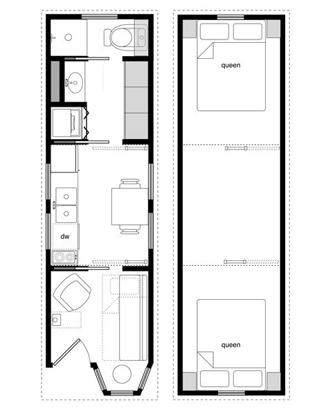 Sample Floor Plans for the 8x28 Coastal Cottage Tiny House Design ...