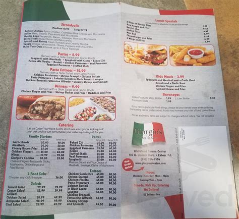 Giorgio's Pizza & Subs menu in Exton, Pennsylvania, USA