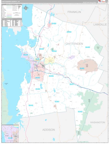 Chittenden County, VT Wall Map Premium Style by MarketMAPS - MapSales