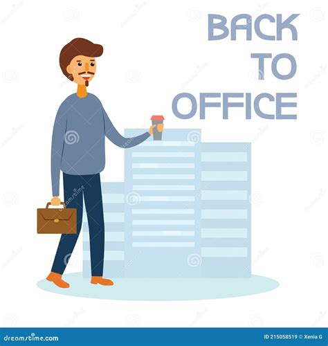 Back To Office Vector Illustration Man Go To Work. Stock Vector ...