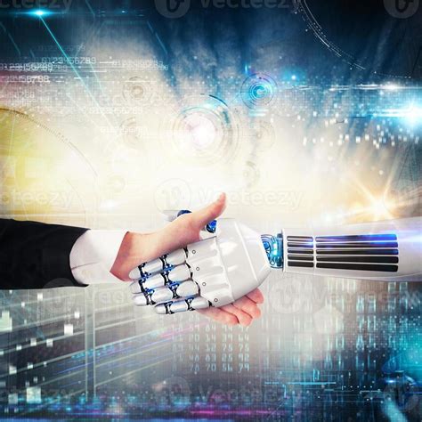 Handshake between human and robot. 3D Rendering 20631375 Stock Photo at Vecteezy