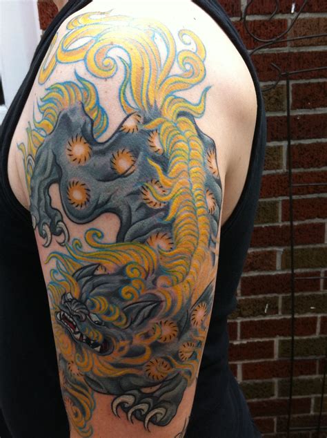 Fu lion by Jason D'Aquino @ Leviathan Tattoo in Buffalo, NY | Leviathan tattoo, Tattoos ...