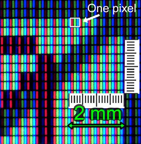 Microscopic view of 16x16 pixel portion of 128x128 pixel RGB TFT screen : r/electronics