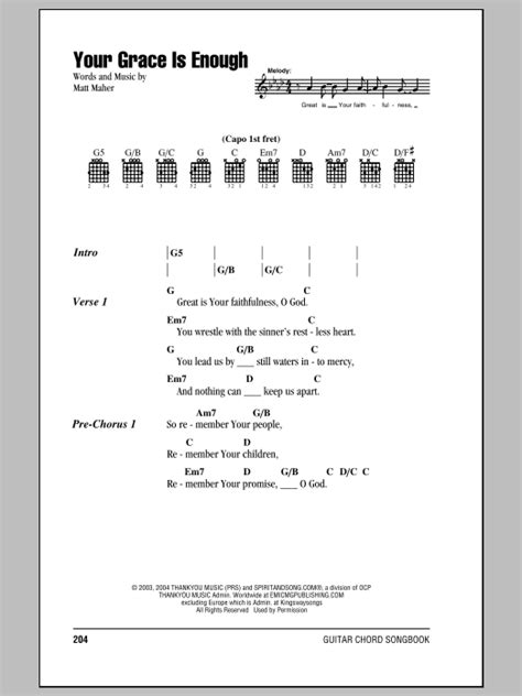 Your Grace Is Enough by Chris Tomlin - Guitar Chords/Lyrics - Guitar ...