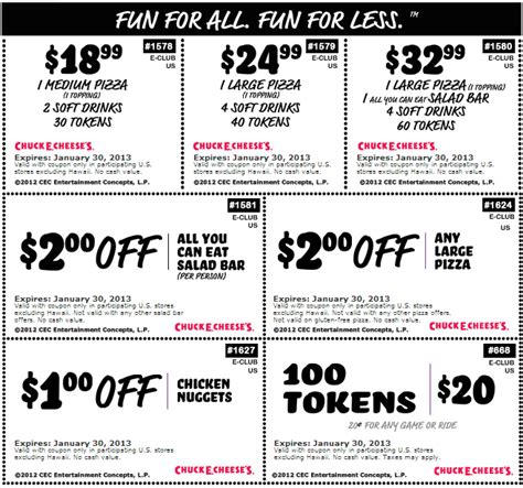 Chuck E Cheese Coupons 2013 | Cheaper Eater