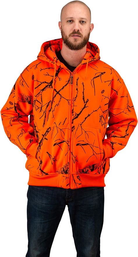 Amazon.com: TrailCrest Orange Safety Full Zip High Visibility Thick Fleece Hooded Sweatshirt ...