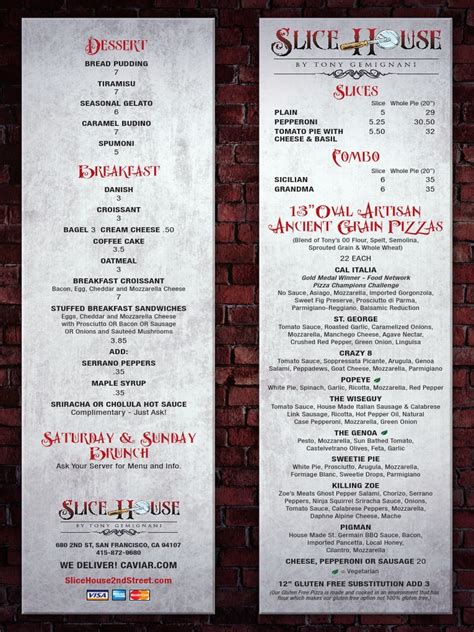 Tony Gemignani's Slice House Opening Menu | PDF | European Cuisine ...