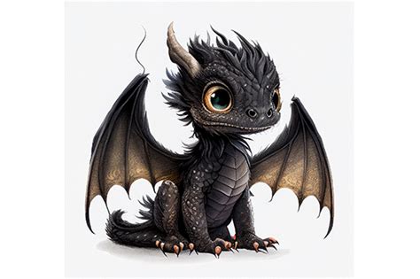 Cute Baby Black Dragon PNG File Wall Art Graphic by WangTemplates · Creative Fabrica