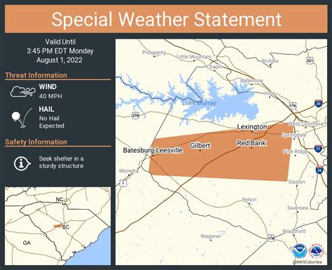 NWS Columbia on Twitter: "A special weather statement has been issued for Lexington SC, Red Bank ...