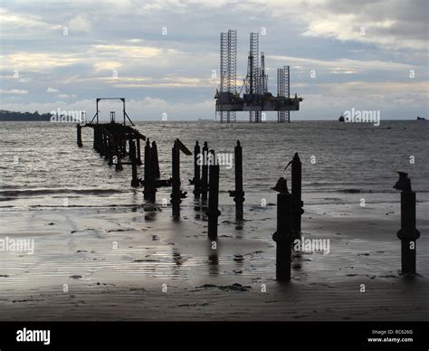 Limbe / Cameroon - October 13 2009: The oil platform as seen from the ...