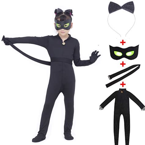 Buy Kid's Cat Cosplay Jumpsuit Boy's Girls Costume Black Cat Cosplay ...