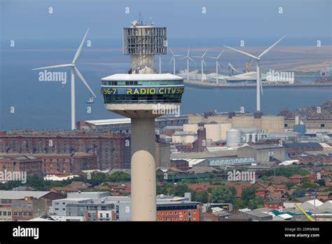 Liverpool city centre viewed from Anglican Cathedral Tower Stock Photo ...