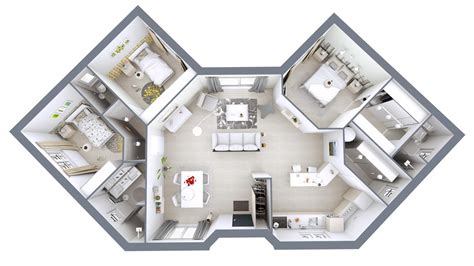 Plan maison contemporaine 3D | Modèle Lotus | Maisons MCA Maison Mca, Octagon House, Casa Loft ...