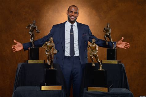 LeBron poses with his 4 MVP trophies : r/NBAimages