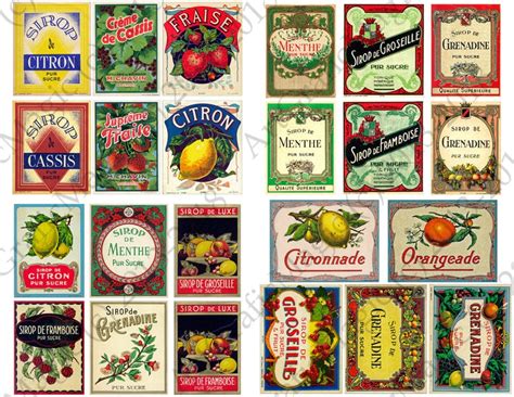 Vintage Food Labels Printable Digital Collage Instant - Etsy