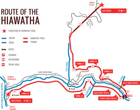 Trail Map Northern ID rail trail | Hiawatha, Hiawatha trail, Idaho