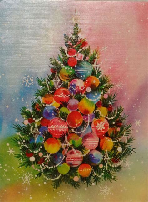 #560 60s Mod Glittered Tree-Vintage Christmas Card-Greeting Vintage Christmas Images, Old ...