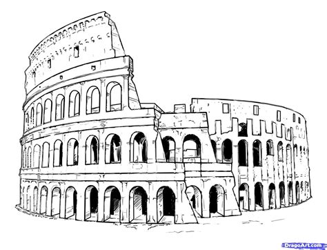 How to Draw the Colosseum, Step by Step, Famous Places, Landmarks ...