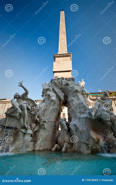 Fountain of the Four Rivers Stock Image - Image of bernini, winter ...