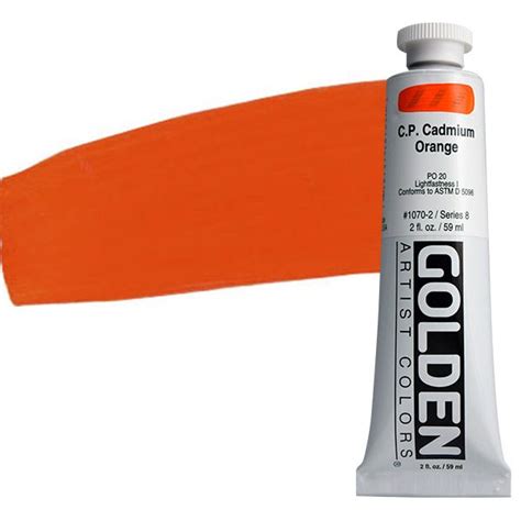 GOLDEN Heavy Body Acrylics - Cadmium Orange, 2oz Tube | Jerry's Artarama