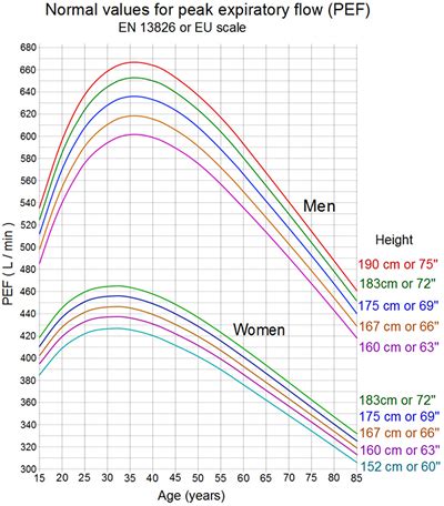 Normal Peak Expiratory Flow (PEF)