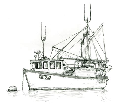 Fishing Boat Drawing - Drawing.rjuuc.edu.np