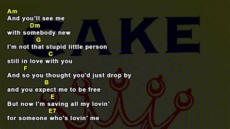 I will survive, Cake - Chords and Lyrics - YouTube