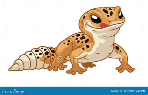 Leopard Gecko In Cute Cartoon Style Vector Illustration | CartoonDealer.com #229417254