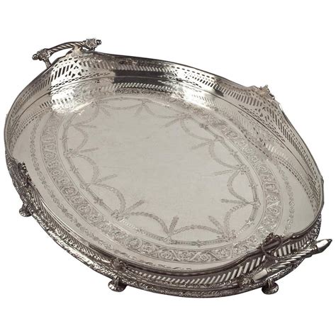 Sterling Silver-Mounted Inlaid Wood Gallery Tray at 1stDibs