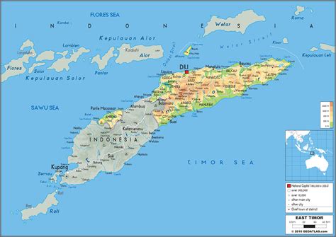 East Timor Physical Wall Map by GraphiOgre - MapSales